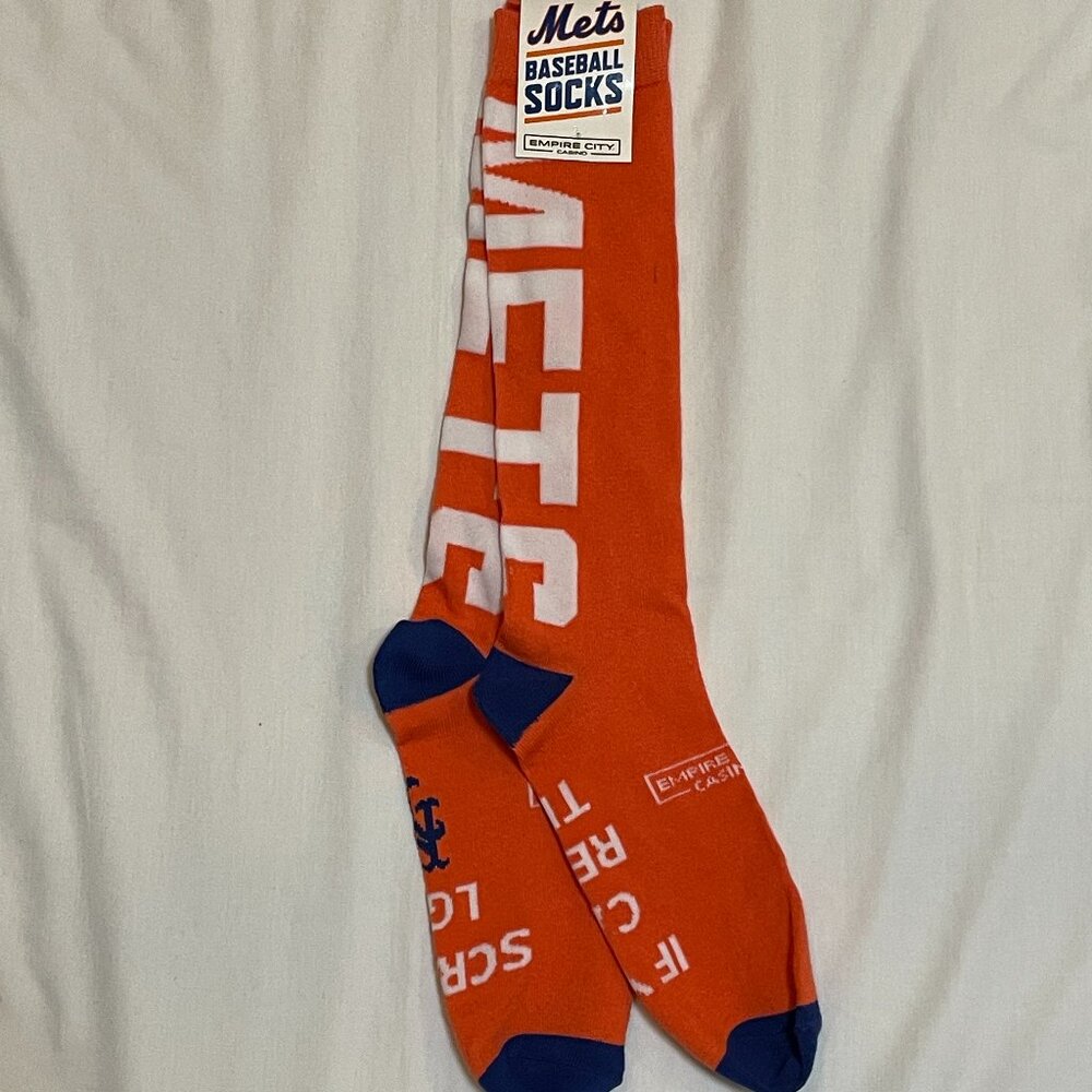 New York Mets Baseball Socks One Pair Orange